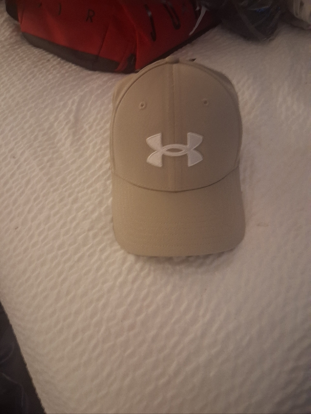 Under Armour Beige Fitted Baseball Cap with White Logo